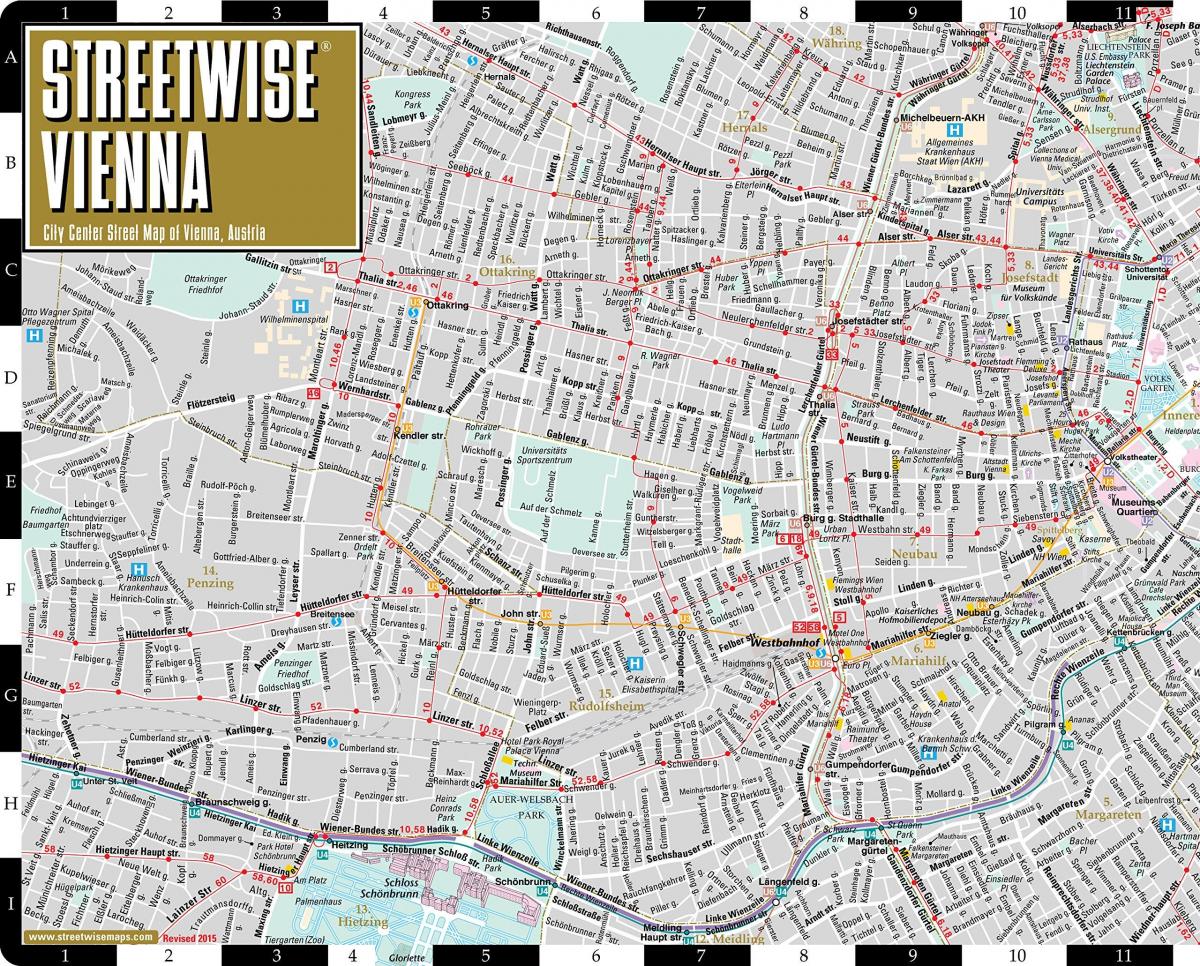 strada di città mappa di Vienna, Austria