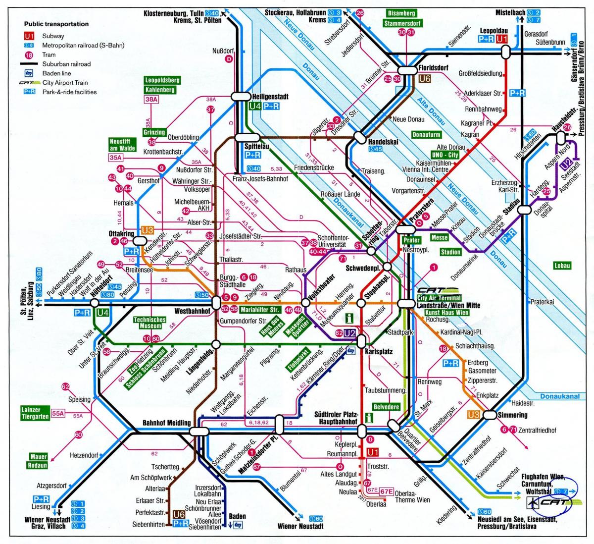 Mappa di Vienna, Austria treno