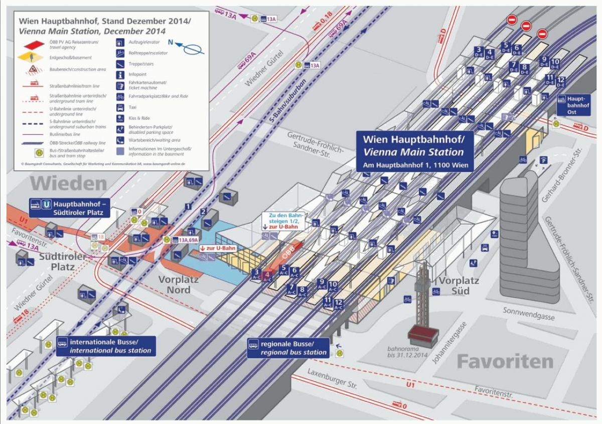 Mappa di Wien hbf piattaforma