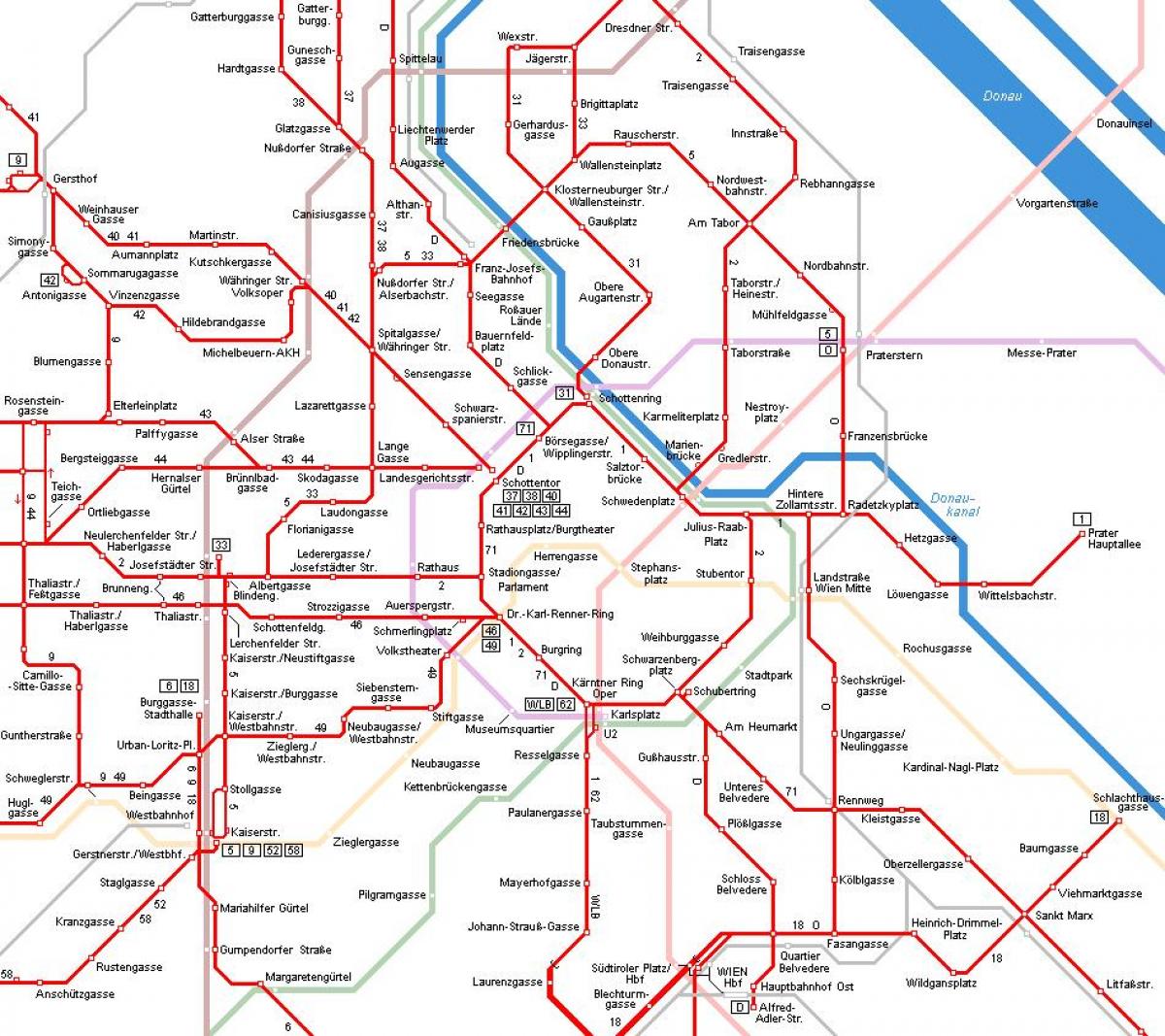 Vienna, Austria tram mappa