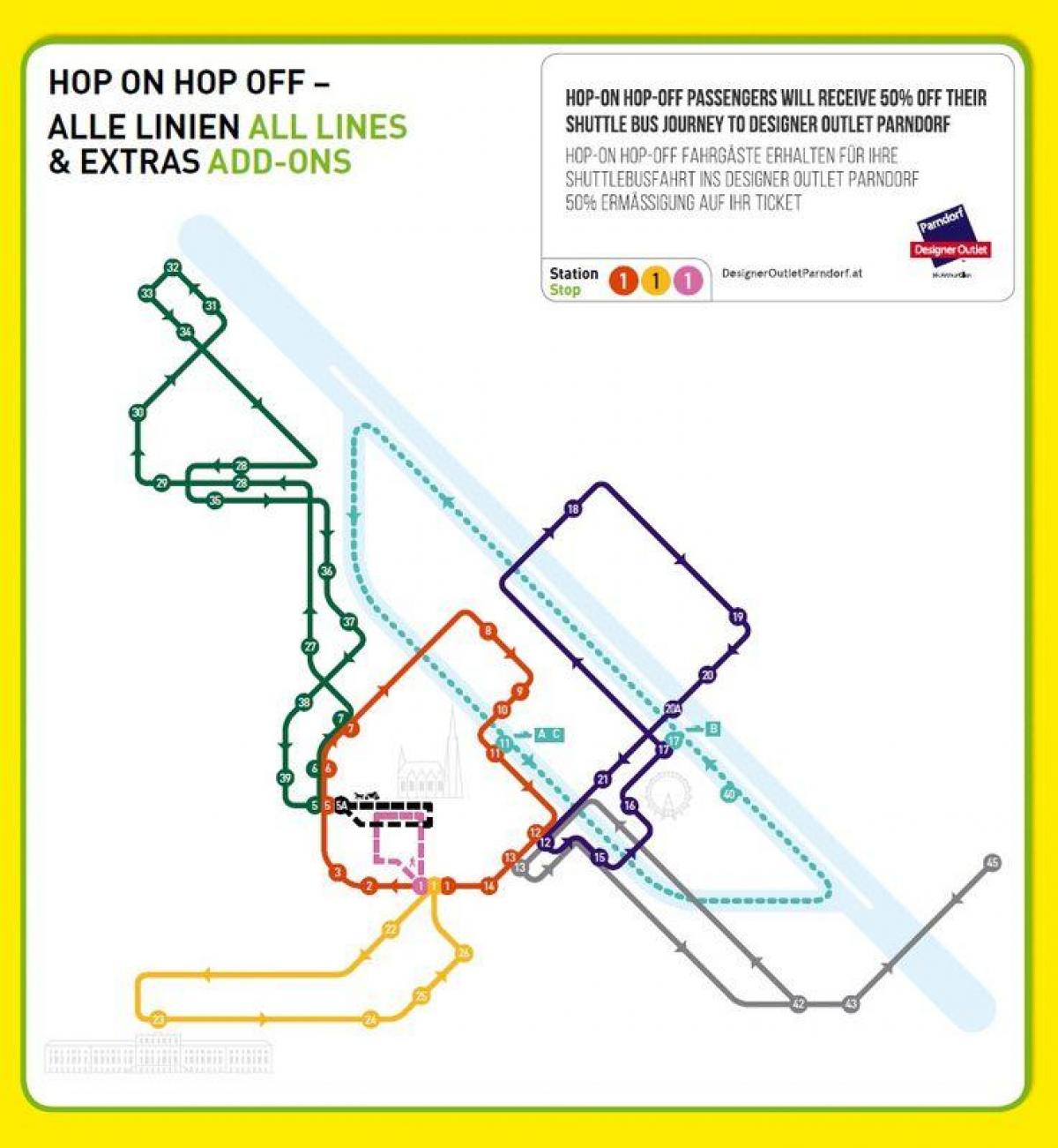 Vienna hop on hop off tour in autobus mappa