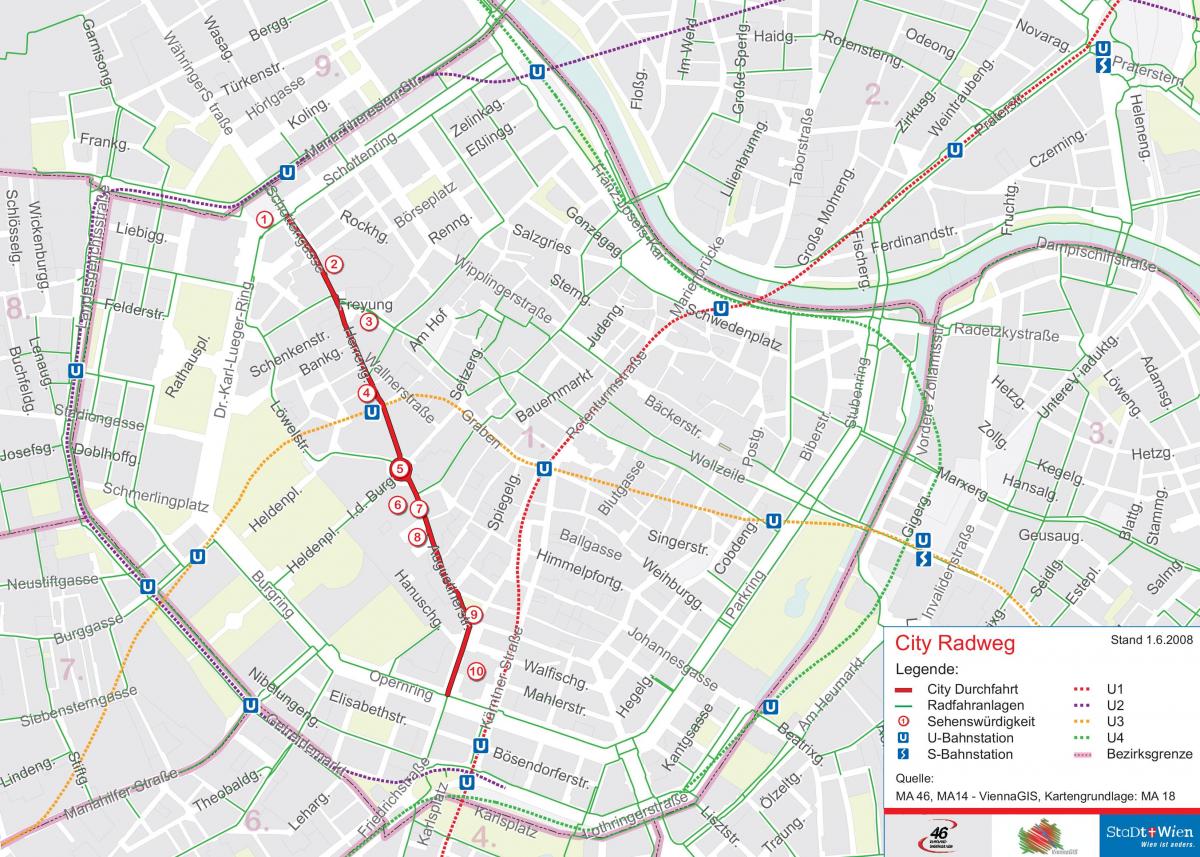 Vienna in bicicletta mappa