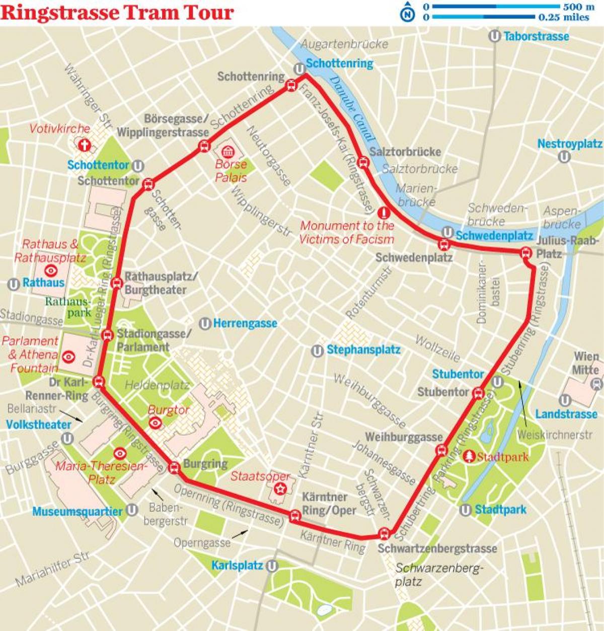Vienna ring tram mappa del percorso