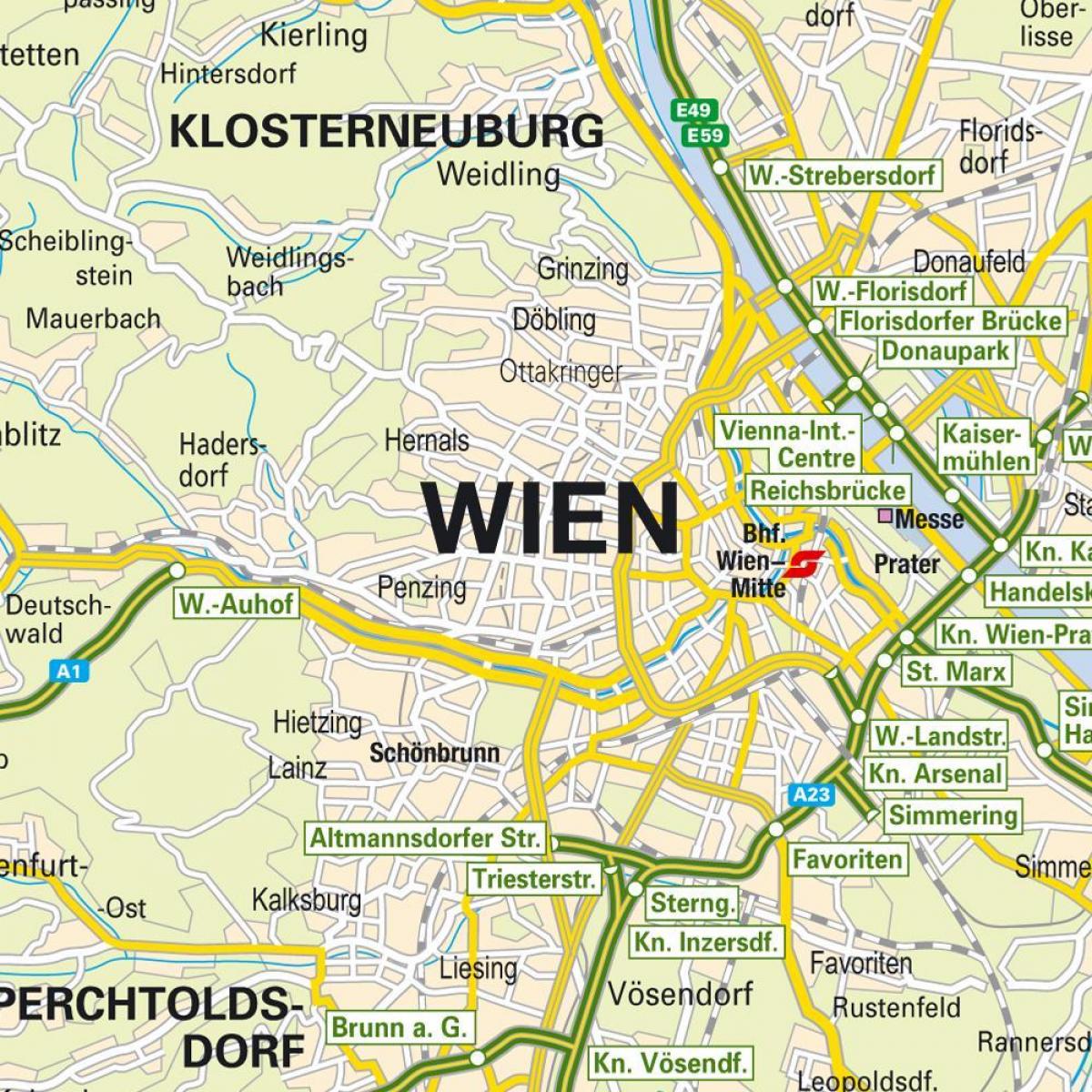 Vienna punti di interesse sulla mappa